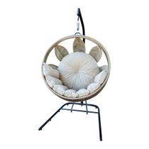 Balanço Folha Suspenso Trama Em Corda Náutica Assento Almofadado Impermeável - Rami Balanço Folha Suspenso Trama Em Corda Náutica Assento Almofadado Impermeável - Rami