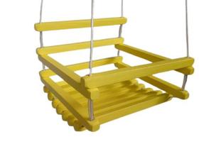 Balanço gangorra infantil madeira 35x35 Amarelo suporta 80kg