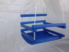 Balanço gangorra infantil madeira 35x35 Azul suporta 80 kg