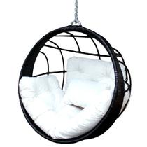Balanço ninho confort suspenso preto poltrona feita em alumínio com fibra sintética para varanda área externa área de piscina