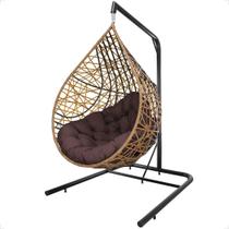 Balanço Ninho Gota Suspenso Com Mosquetão, Mola E Suporte Para Varanda - Caramelo A4 Balanço Ninho Gota Suspenso Com Mosquetão, Mola E Suporte Para Varanda - Caramelo A4