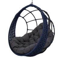 Balanço Ninho Suspenso Corda Náutica Azul Almofada Impermeável Cinza + Mola E Mosquetão Balanço Ninho Suspenso Corda Náutica Azul Almofada Impermeável Cinza + Mola E Mosquetão