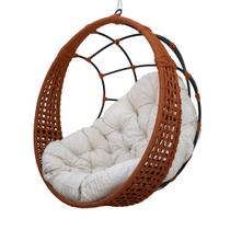 Balanço Ninho Suspenso Corda Náutica Ocre Almofada Impermeável Branco com Mola e Mosquetão Balanço Ninho Suspenso Corda Náutica Ocre Almofada Impermeável Branco com Mola e Mosquetão