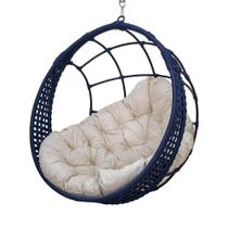 Balanço Ninho Suspenso + Mola E Mosquetão Corda Náutica Azul Almofada Impermeável Branco Balanço Ninho Suspenso + Mola E Mosquetão Corda Náutica Azul Almofada Impermeável Branco