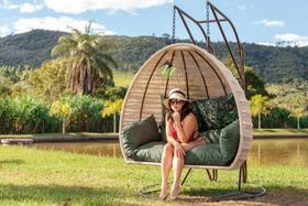 Balanço Ostra Em Corda Náutica Com Suporte Jardim Pergolado Balanço Ostra Em Corda Náutica Com Suporte Jardim Pergolado