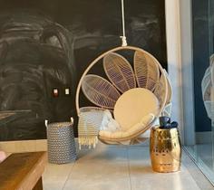 Balanço Pendurado Flor em corda Nautica Rami Almofada Lizato Bege Balanço Pendurado Flor em corda Nautica Rami Almofada Lizato Bege