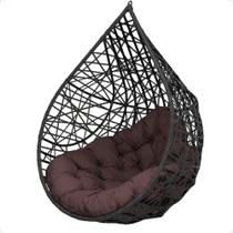 Balanço Suspenso Ninho Gota Com Mola E Mosquetão Para Varanda - Preto A4 Balanço Suspenso Ninho Gota Com Mola E Mosquetão Para Varanda - Preto A4