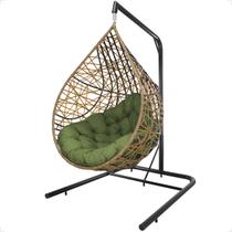 Balanço Suspenso Ninho Gota com Suporte Mola e Mosquetão Almofada Impermeável Gourmet Área Externa