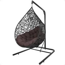 Balanço Suspenso Ninho Gota com Suporte Mola e Mosquetão Almofada Impermeável Gourmet Área Externa