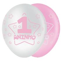 Balão 1 Aninho Rosa Baby Festa Decoração Aniversario