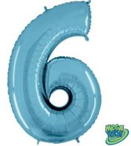 Balão 40 numero 6 azul bebe grabo Balão 40 numero 6 azul bebe grabo