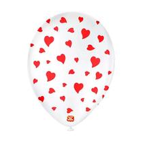 Balão 9” Tema Coração Branco Polar São Roque Pacote com 25 unidades