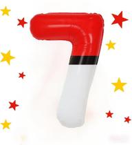 Balão Aijoso Número 7 Vermelho e Branco 102 cm