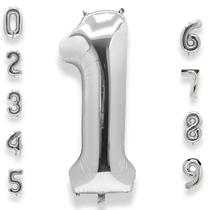 Balão AULE Big Silver Number 1 de 40 polegadas Foil Helium
