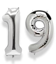 Balão AULE Foil Number 19 Silver 40 polegadas para festa de aniversário Balão AULE Foil Number 19 Silver 40 polegadas para festa de aniversário
