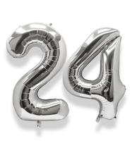 Balão AULE Foil Number 24 Silver 40 polegadas para festa de aniversário