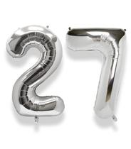 Balão AULE Foil Number 27 Silver 40 polegadas para festa de aniversário Balão AULE Foil Number 27 Silver 40 polegadas para festa de aniversário