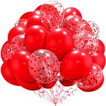 Balão AULE Red Latex de 12 polegadas, pacote com 60 e confetes vermelhos