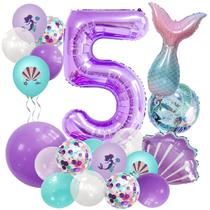 Balão BearFun Purple Number 5 40cm para 5º aniversário