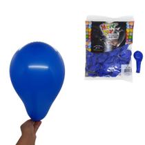 Balão Bexiga 9 Polegadas Liso - 30 unidades - Happy Day-Cor Azul Escuro
