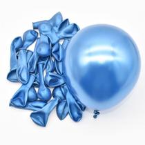 Balão Bexiga Azul Cromado Metalizado Número 5 Polegadas Pequeno 25 Unidades - festball
