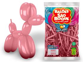 Balão Bexiga Balões Palito Canudo Espaguete Bexiga São Roque de Festa Modelagem Fácil Cromado Metalico Pacote com 25 unidades Diversas Cores