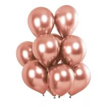 Balão Bexiga Cromado Metalizado Redondo N9 Rose Gold 25 Uni