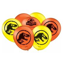 Balão Bexiga de Festa Aniversário Jurassic World 9 Polegadas 25 Un