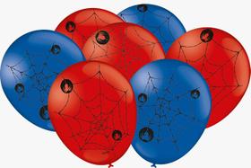 Balão Bexiga Decorada Teia de Aranha Azul e Vermelha - 25 Unidades - Festcolor