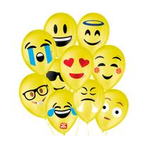 Balão Bexiga Emoticons Emoções Emoji 25un 9" Festa Sortido Balão Bexiga Emoticons Emoções Emoji 25un 9" Festa Sortido