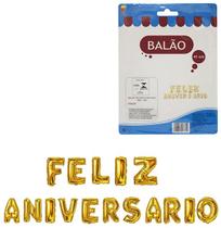 Balao / bexiga feliz aniversario metalizado colors 41cm