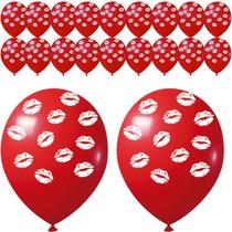 Balão Bexiga Látex Coração 9 Polegadas 25 Unidades Balão Coração e Beijos