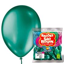 Balão Bexiga Látex Metalizado Metalico Nº 09 Polegadas Varias Cores 25 Unid Alumínio Cromado Para Festa Comemoração Decoração Aniversário São Roque