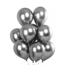 Balão Bexiga Metalizada 9 pol Redonda Prata - HAPPY DAY