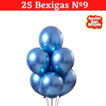 Balão Bexiga Metalizada Nº9 Azul C/ 25 Unidades - São Roque Balão Bexiga Metalizada Nº9 Azul C/ 25 Unidades - São Roque