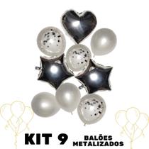 Balão Bexiga Metalizado E Látex Rose Gold Kit Buque 9 Peças