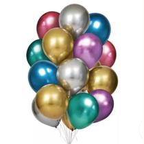 Balão Bexiga Metalizado N5 com 25 un Cromado Várias Cores