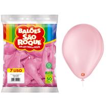 Balão Bexiga N 7 Rosa Baby Com 50 unidades - São Roque