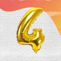 Balão Bexiga Numerais Dourado 16 Polegadas Metalizado Premium - Decoração Festas, Eventos - Open
