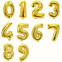 Balão Bexiga Número Metalizado 30cm Dourado Grande Balão Bexiga Número Metalizado 30cm Dourado Grande