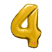 Balão Bexiga Números 0 ao 9 Metalizado Dourado 100cm Festas Balão Bexiga Números 0 ao 9 Metalizado Dourado 100cm Festas