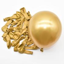 Balão Bexiga Ouro Dourado Cromado Metalizado Número 5 Polegadas Pequeno 25 Unidades - Festball