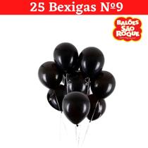 Balão Bexiga Preto C/25 Unidades Preta Nº9 Preto - São Roque