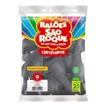 Balão Bexiga São Roque Cintilante N9 C/25 Prata Balão Bexiga São Roque Cintilante N9 C/25 Prata