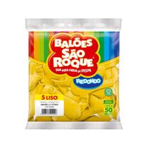 Balão Bexiga São Roque Liso 5 Polegadas Redonda C/50 Amarelo Citrico 105145850