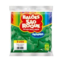 Balão Bexiga São Roque Liso 5 Polegadas Redonda C/50 Verde Bandeira