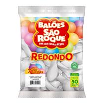 Balão Bexiga São Roque Liso 7 Polegadas Redonda C/50 Branco Polar 106146150