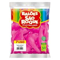 Balão Bexiga São Roque Liso Nº 7 Redonda C/50 Rosa Chiclete