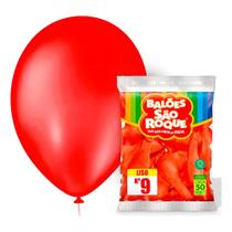 Balão Bexiga São Roque Liso Nº 9 Redonda C/50 Vermelho Quente Balão Bexiga São Roque Liso Nº 9 Redonda C/50 Vermelho Quente