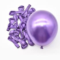 Balão Bexiga Violeta Cromado Metalizado Número 5 Polegadas Pequeno 25 Unidades
